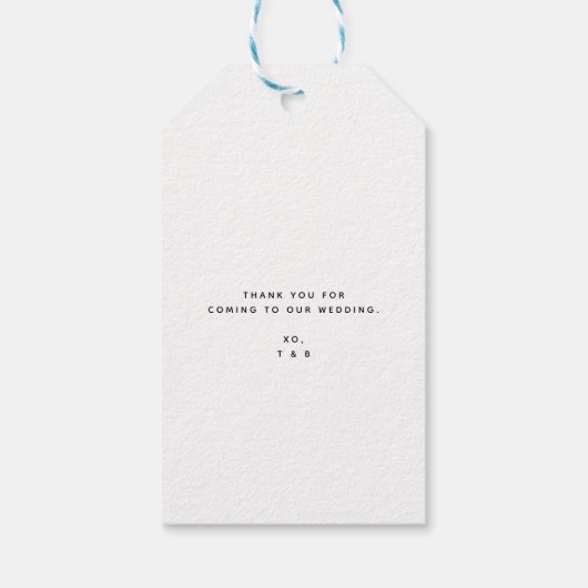 Chic Script Heart Weddenschap Foto Gift Label Cadeaulabel (Achterkant)