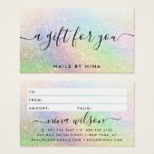 Chic script holographic rainbow glitter gift visitekaartje (Voorkant /achterkant)