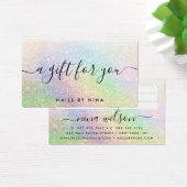 Chic script holographic rainbow glitter gift visitekaartje (Bureau)