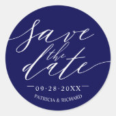Chic Script Huwelijk Bewaar De Datum Ronde Sticker (Voorkant)