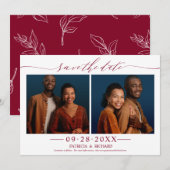 Chic Script Huwelijk Save The Date 2 Foto Collage Kaart (Voorkant / Achterkant)