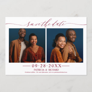 Chic Script Huwelijk Save The Date 2 Foto Collage Kaart