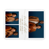 Chic Script Huwelijk Save The Date 3 Foto Collage Magneet (Horizontaal)