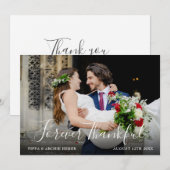 Chic script huwelijksfoto voor altijd dankbaar bedankkaart (Voorkant / Achterkant)