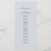 Chic Script Ice Blue Eenvoudig Minimaal Huwelijk Programmakaart (Achterkant)