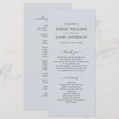 Chic Script Ice Blue Eenvoudig Minimaal Huwelijk Programmakaart (Voorkant / Achterkant)