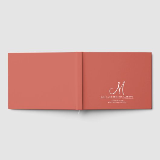 Chic Script Initiaal bruiloft Monogram Rust Sinaas Gastenboek (Volledig)