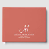 Chic Script Initiaal bruiloft Monogram Rust Sinaas Gastenboek (Voorkant)