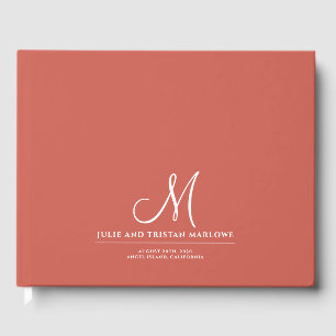 Chic Script Initiaal bruiloft Monogram Rust Sinaas Gastenboek
