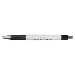 Chic Script Initiaal Monogram Naam Gold Minimal Pen