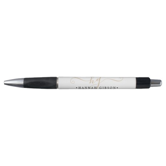 Chic Script Initiaal Monogram Naam Gold Minimal Pen (Voorkant)