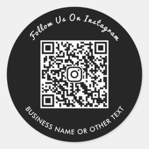 Chic Script Instagram QR Code Volg Ons Social Ronde Sticker