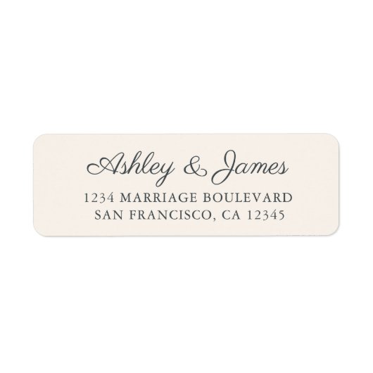 Chic Script Ivoor Retouradres Bruiloft Etiket (Voorkant)