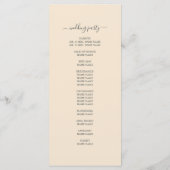 Chic Script Ivory Simple Minimal Wedding Programmakaart (Achterkant)