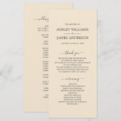 Chic Script Ivory Simple Minimal Wedding Programmakaart (Voorkant / Achterkant)
