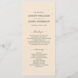 Chic Script Ivory Simple Minimal Wedding Programmakaart