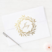 Chic Script Joy Gold Wreater Kerstmis Ronde Sticker (Envelop)