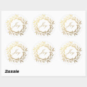 Chic Script Joy Gold Wreater Kerstmis Ronde Sticker (Vel)