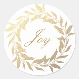 Chic Script Joy Gold Wreater Kerstmis Ronde Sticker