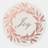 Chic Script Joy Roos Gold Wreate kerstgrijs Ronde Sticker (Voorkant)