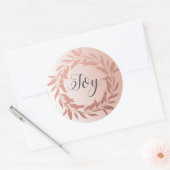 Chic Script Joy Roos Gold Wreater kerstroze Ronde Sticker (Envelop)