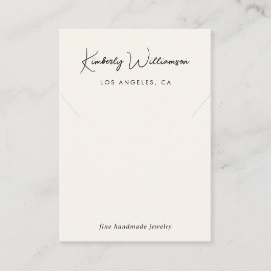 Chic Script Ketting Crème Sieraden Display Kaart Visitekaartje (Voorkant)