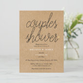 Chic Script Kraft Gouden Hartjes Koppel Baby Showe Kaart (Staand voorkant)