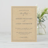 Chic Script Kraft Paper Wedding-uitnodiging Kaart (Staand voorkant)