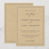 Chic Script Kraft Paper Wedding-uitnodiging Kaart (Voorkant / Achterkant)