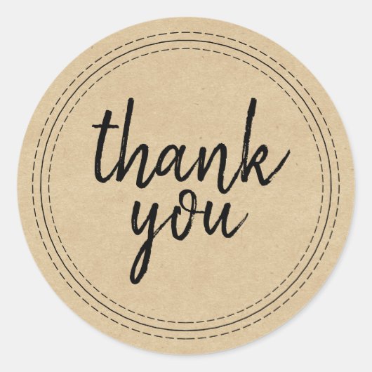 Chic Script Kraft Papier Bedankt Cadeau Label (Voorkant)