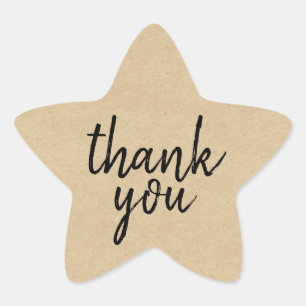 Chic Script Kraft Papier Bedankt Cadeau Ster Label