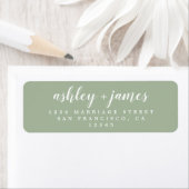 Chic Script Laurel Green Huwelijks Retouradres Etiket (Insitu)