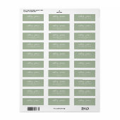 Chic Script Laurel Green Huwelijks Retouradres Etiket (Full Sheet)