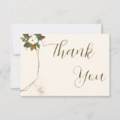 Chic Script Liefde Bruin en Crème Bloemen Trouwen Bedankkaart (Voorkant)