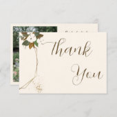 Chic Script Liefde Bruin en Crème Bloemen Trouwen Bedankkaart (Voorkant / Achterkant)