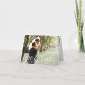 Chic Script | Liefde & Dank Huwelijksfoto Bedankkaart (Voorkant)