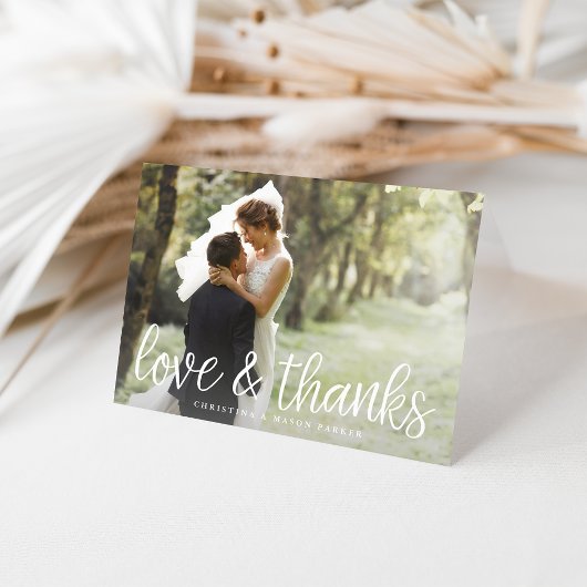 Chic Script | Liefde & Dank Trouwfoto Bedankkaart