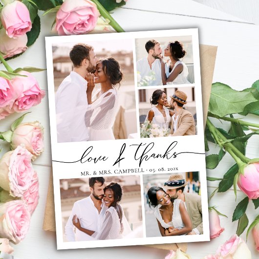 Chic Script Liefde en Bedankt Fotocollage Wedding