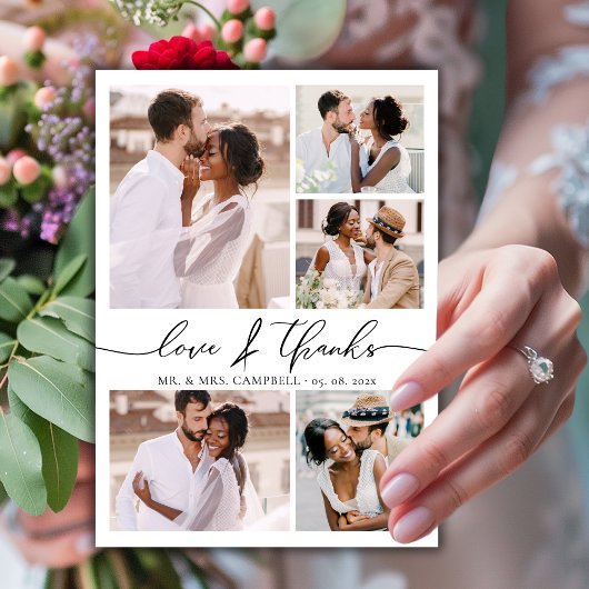 Chic Script Liefde en Bedankt Fotocollage Wedding