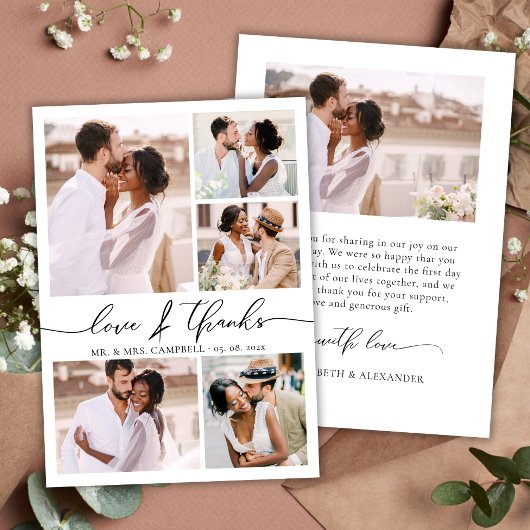 Chic Script Liefde en Bedankt Fotocollage Wedding