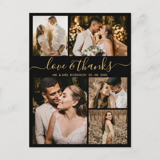 Chic Script Love and Bedankt Wedding Bedankt Briefkaart (Voorkant)