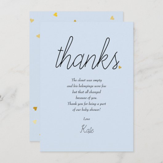 Chic script Love Heart Baby Boy Bedankt Gedicht (Voorkant / Achterkant)