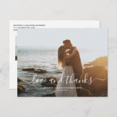 Chic Script Love Wedding Dank u Foto Briefkaart (Voorkant / Achterkant)