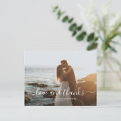 Chic Script Love Wedding Dank u Foto Briefkaart (Staand voorkant)