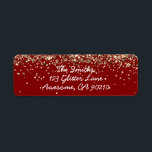 Chic Script Maroon Glitter Wedding Return Adres Etiket<br><div class="desc">Huwelijksuitnodiging Retour Adres Label,  Elegant Script Chic Modern Simple,  Gepersonaliseerde Stijlvolle Girly Vrouwelijke Huis,  Gepersonaliseerde Achternaam Nieuw Huis,  Flat Moving Apartment Verjaardagsfeest,  Housewarming Invite Family Holiday Card,  Quinceanera Sweet 16 voor haar,  Bruid Christmas vrijgezellenfeest baby,  Move Custom Anniversary Gold Glitter,  afstuderen Kalligrafie Maroon Red White</div>
