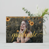 Chic script meisjesfoto afstuderen folie uitnodiging (Staand Voorkant)