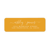 Chic Script Mellow Yellow Huwelijks Retouradres Etiket (Voorkant)