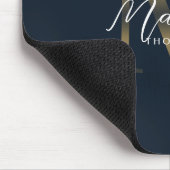 Chic Script Metallic Navy Blauwe en Gouden Monogra Muismat (Hoek)