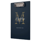 Chic Script Metallic Navy Blue Gold Monogram Klembord (Links)