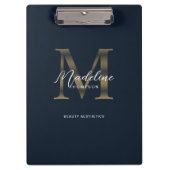 Chic Script Metallic Navy Blue Gold Monogram Klembord (Voorkant)